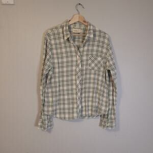 Denim & Supply Womens Plaid Utility Button Up Top Size XL Green Long Sleeve